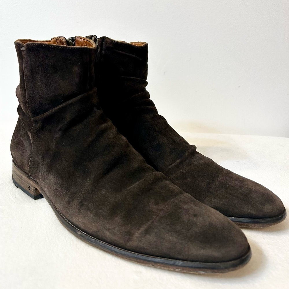 John Varvatos Men’s Morrison Sharpei Dark Brown Lamb Leather Boots Size 9.5 - Picture 4 of 16